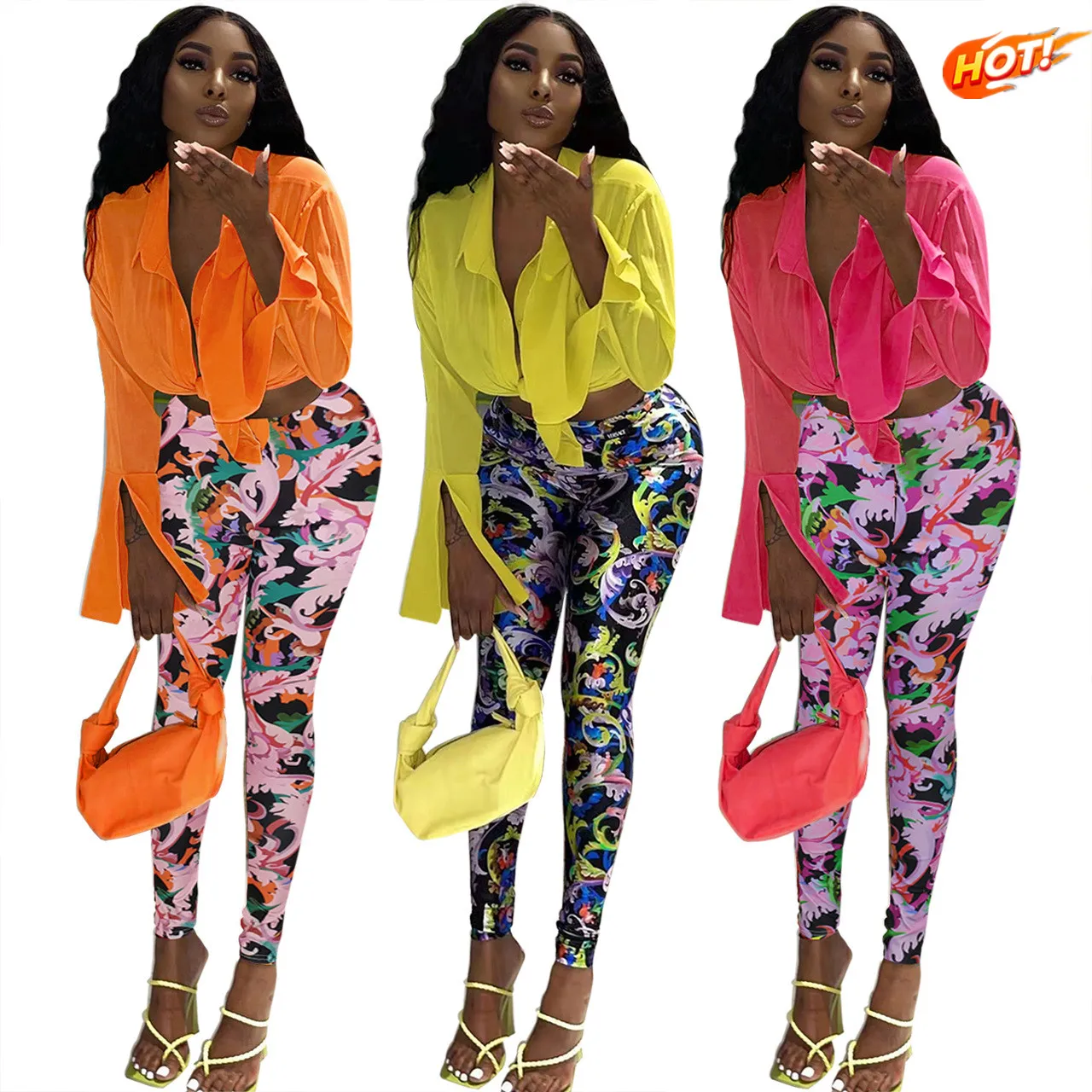 

2022 New Arrivals Spring Clothing Workout Jogger Stacked Sweat Pants Suit 2 Piece Top Shirts And Pants Sets Women Two Piece Set, Picture color