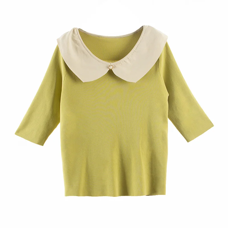

High quality Doll collar clothing women half sleeve autumn sweater