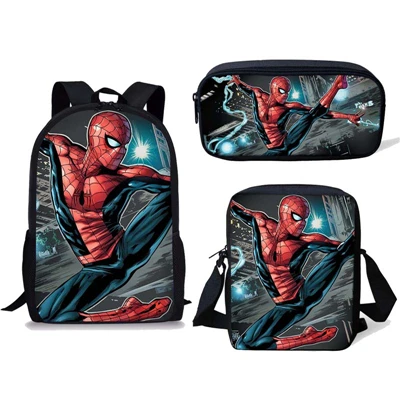 

New Brand School Bag Set 3pcs Kids Backpack Spiderman Mochila Escolar Infantil Children Pencil Shoulder Book Bags Boys Girls, Customized