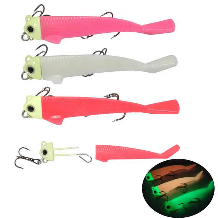 

HAWKLURE TPR Fishing Lure 8g 10g Soft Minnow Lead Head Wobblers Jig Head Silicone Baits Crank Hook Jigging lure, 3 colors