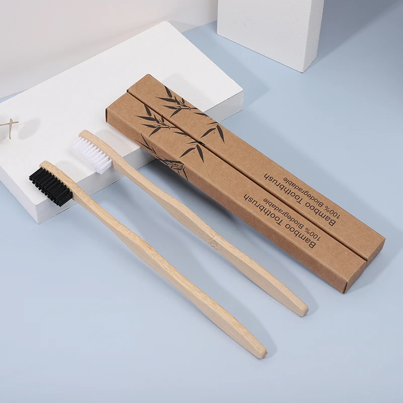 

Charcoal Toothbrush Biodegradable Wholesale Bamboo Toothbrush, Natural bamboo color