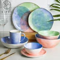 

Nordic style simple gradient ceramic plate salad bowl tableware sets 8 Inch Soup Bowl