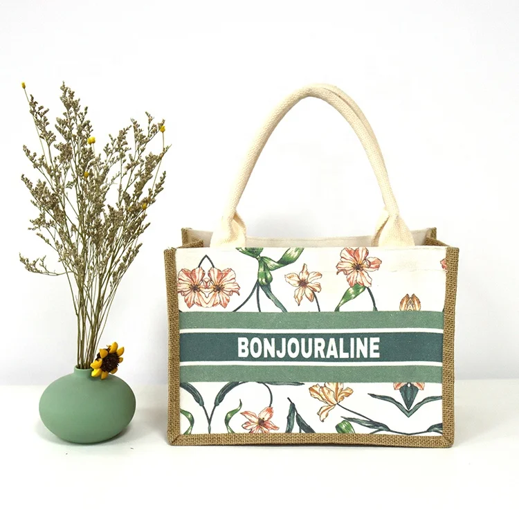 

Wholesale custom logo reusable eco friendly handmade small gift beach tote jute burlap bags, Customized color