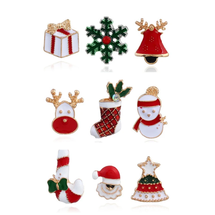 

Christmas elements series alloy brooch wholesale elk snowman shoes crystal brooch with combination three-piece, Red