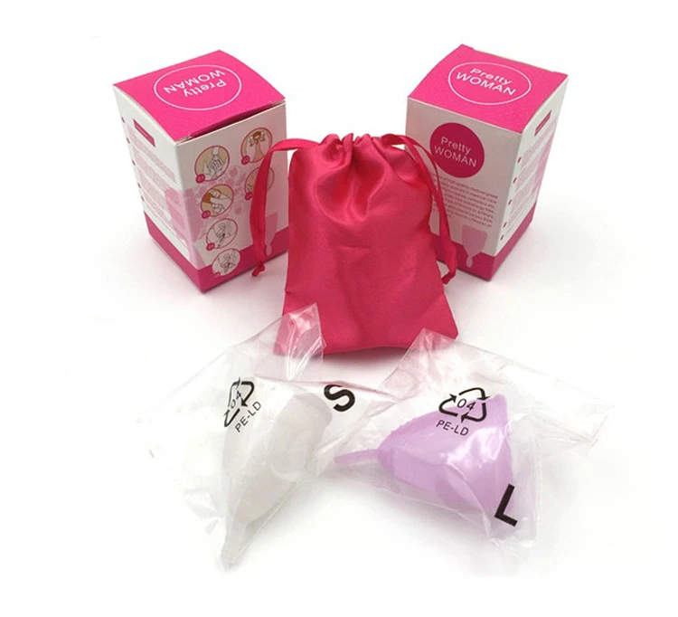 

Round Folding Extra Soft Copo Menstrual Copa Menstrual Intimate Cup Silicone Organic Menstrual Cup, Pink, purple, white