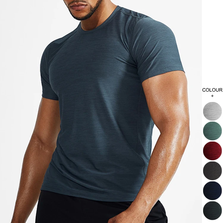 

Summer Men Round Neck Thin Quick Dry Breathable Sports T-Shirt Basketball Tight Fitness Running Training Short Sleeves, Customized color