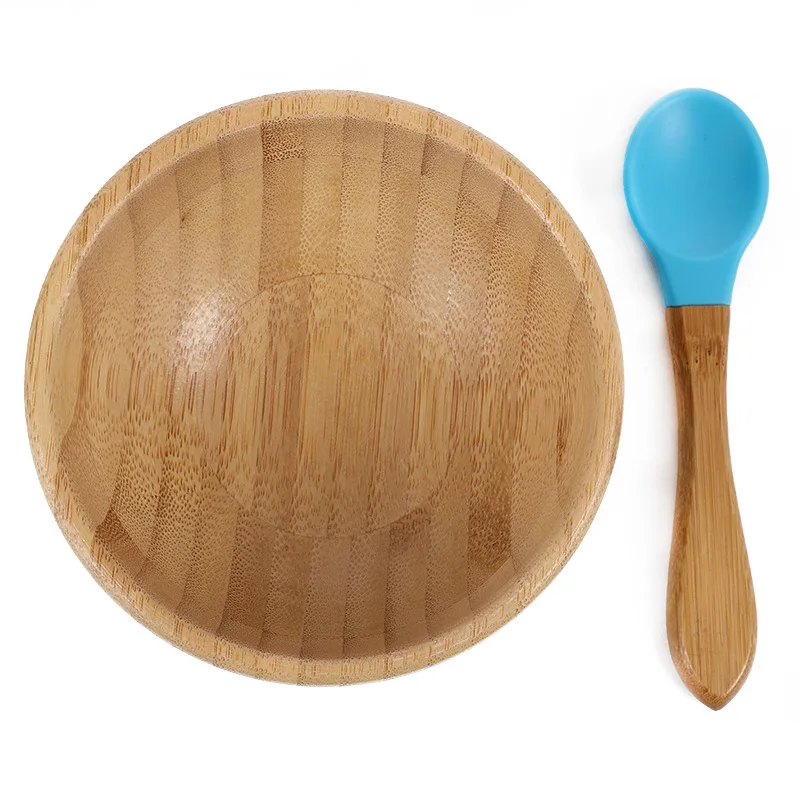 

Wholesale Wooden Kids Plate Baby Silicone Tableware Set Bamboo Suction Baby Plate, Nature color