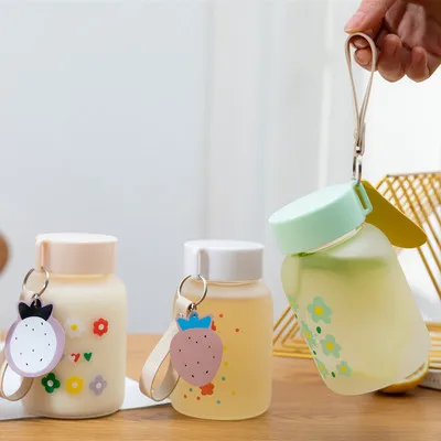 

Small fresh and lovely printed frosted glass water bottle, As the picture shows