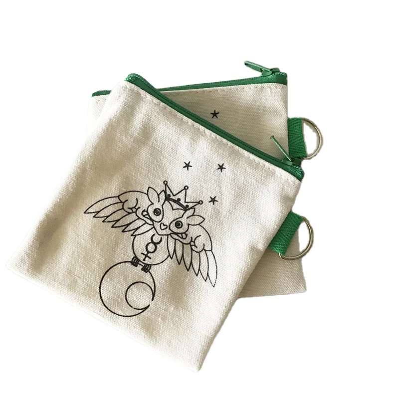 

High Quality 10oz Small Canvas Coin Purse With Custom Logo and D Loop, Natural or customized color