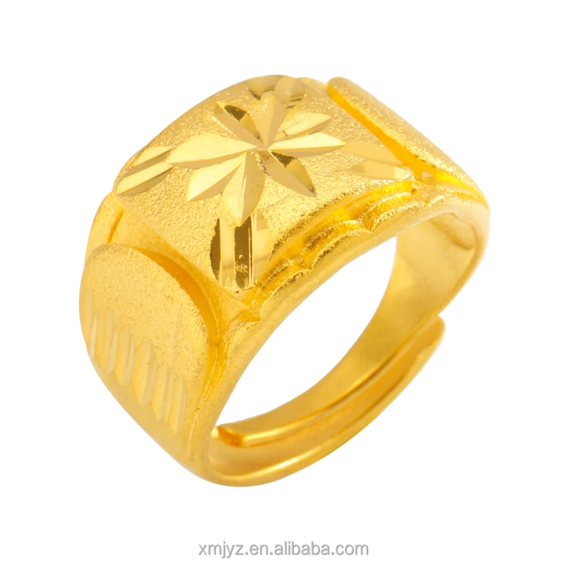 

Live Source New Style Brass Gold-Plated Opening Square Rice Pattern Ring Female Niche Simple Ring