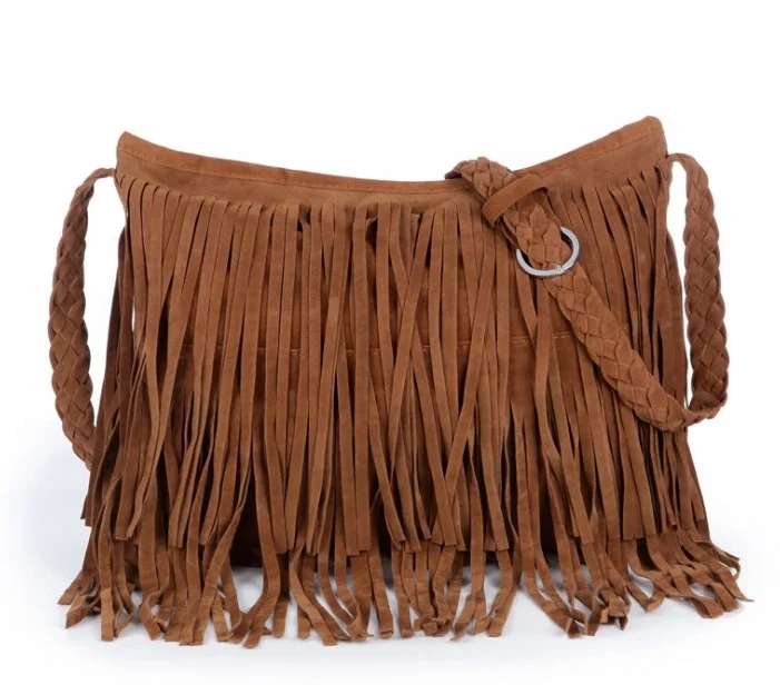 

Wholesale Monogrammed Women Suede Fringe Tassel Messenger Bags, Camel, brown, black, purple, pink, grey, customised