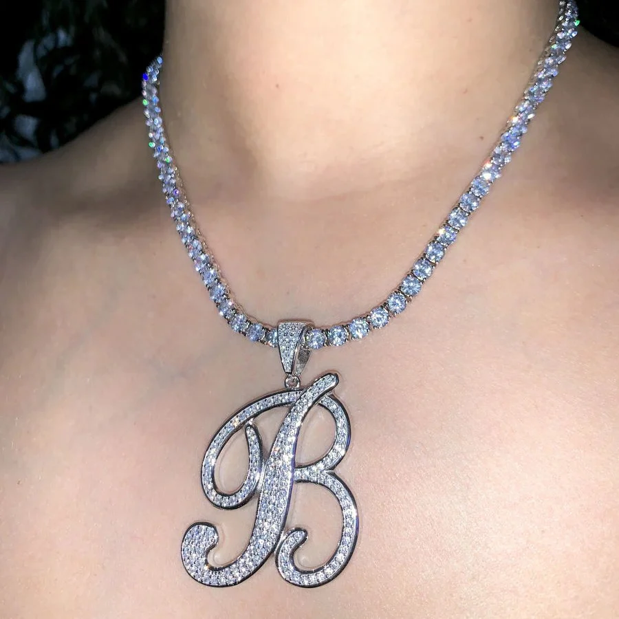 

Wholesale in stock customize name fashion fine jewelry micro pave cz all 26 Initial Alphabet pendant necklace