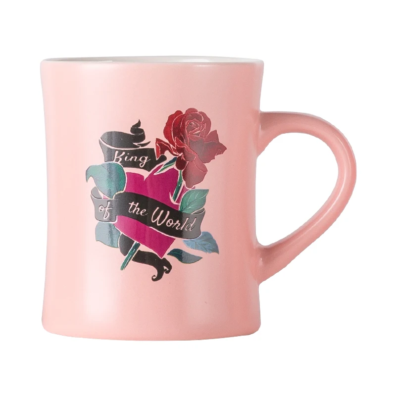 

Amazon top sale custom mug Rose High Quality Pink New Bone China Souvenir Coffee Cup Porcelain, Customized colors acceptable