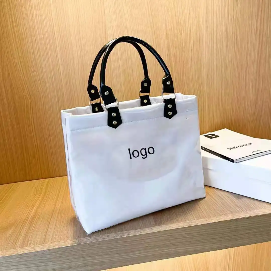 

HB052 Luxury beach shopping bags girls clear handbag leather handle women pvc large tote hand bag custom