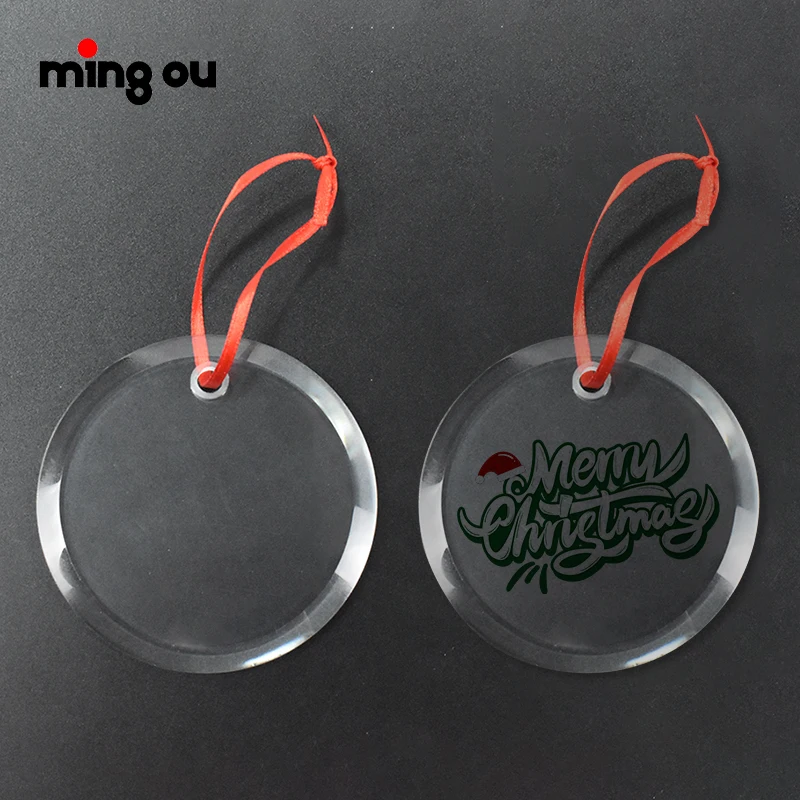 

Christmas Ornaments Glass Pendant Sublimation Crystal Glass Pendant Christmas Ornaments