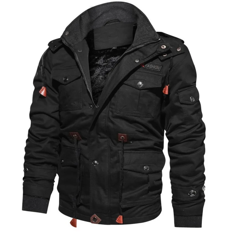 

2022 High Quality Military Mens Pilot Jacket Winter Fleece Jackets Warm Thicken Outerwear Plus Size Jacket, Black /army green / khaki