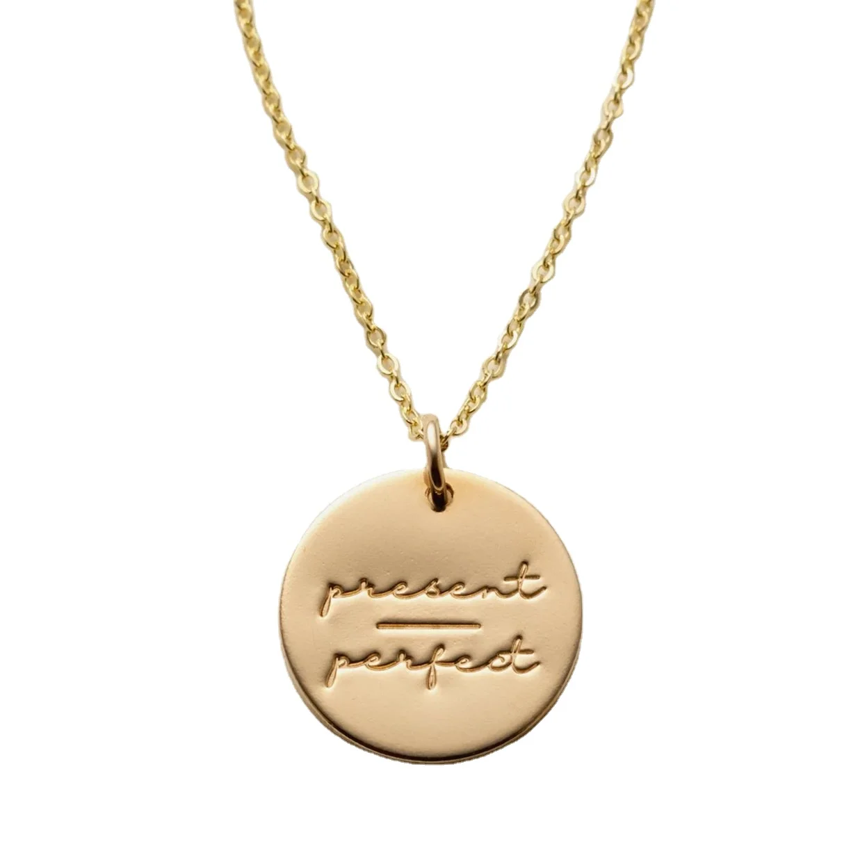 

Delicate Present Over Perfect inspirational Disc Pendant Necklace Jewelry  ,18inch