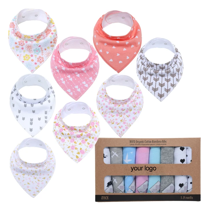 

Amazon best selling baby bandana bibs 100% organic cotton bibs for 8 pack, Any color in stock or custom