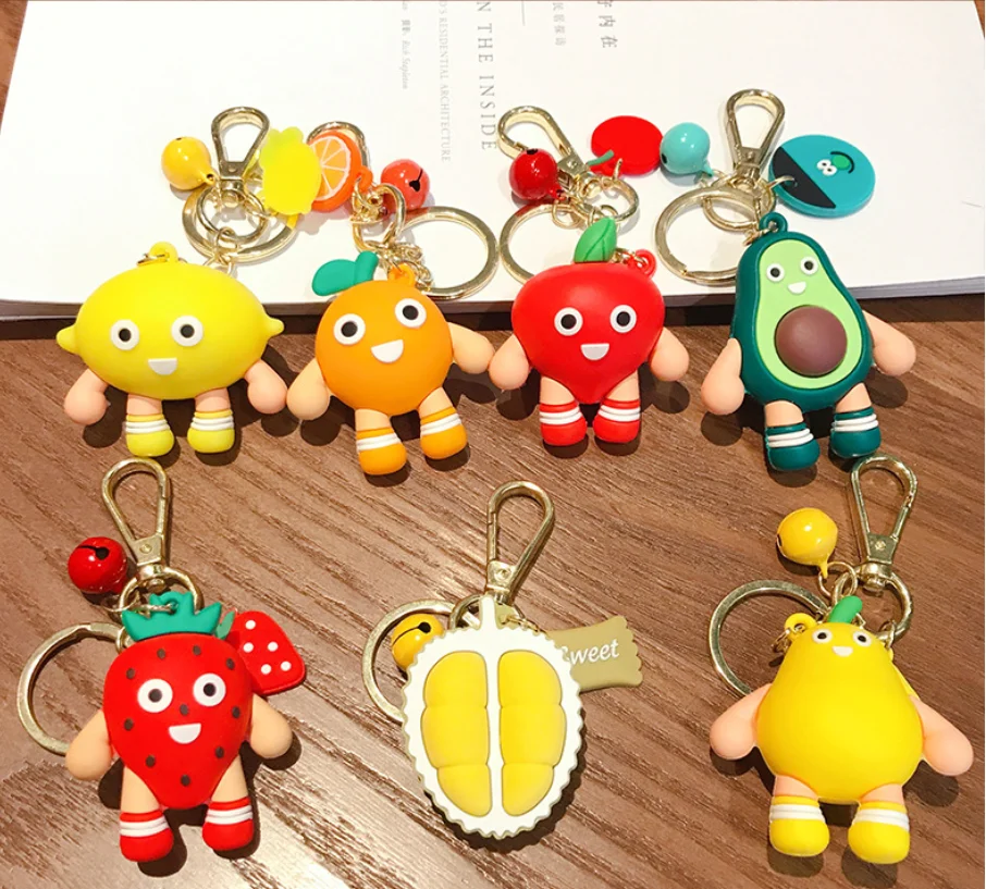 

Summer Fresh Cute Fruit Simulation Avocado Orange Doll Keychain Pendant Decoration Jewelry, Colorful