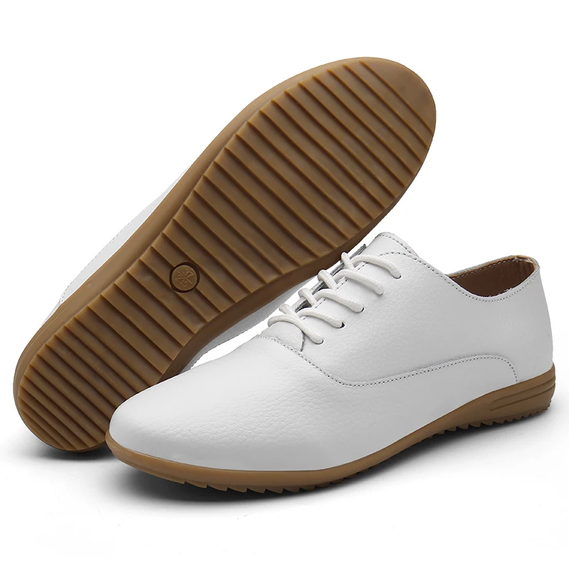 

2021 spring and summer white shoes ladies walking jogging casual shoes cowhide soft comfortable flat shoes
