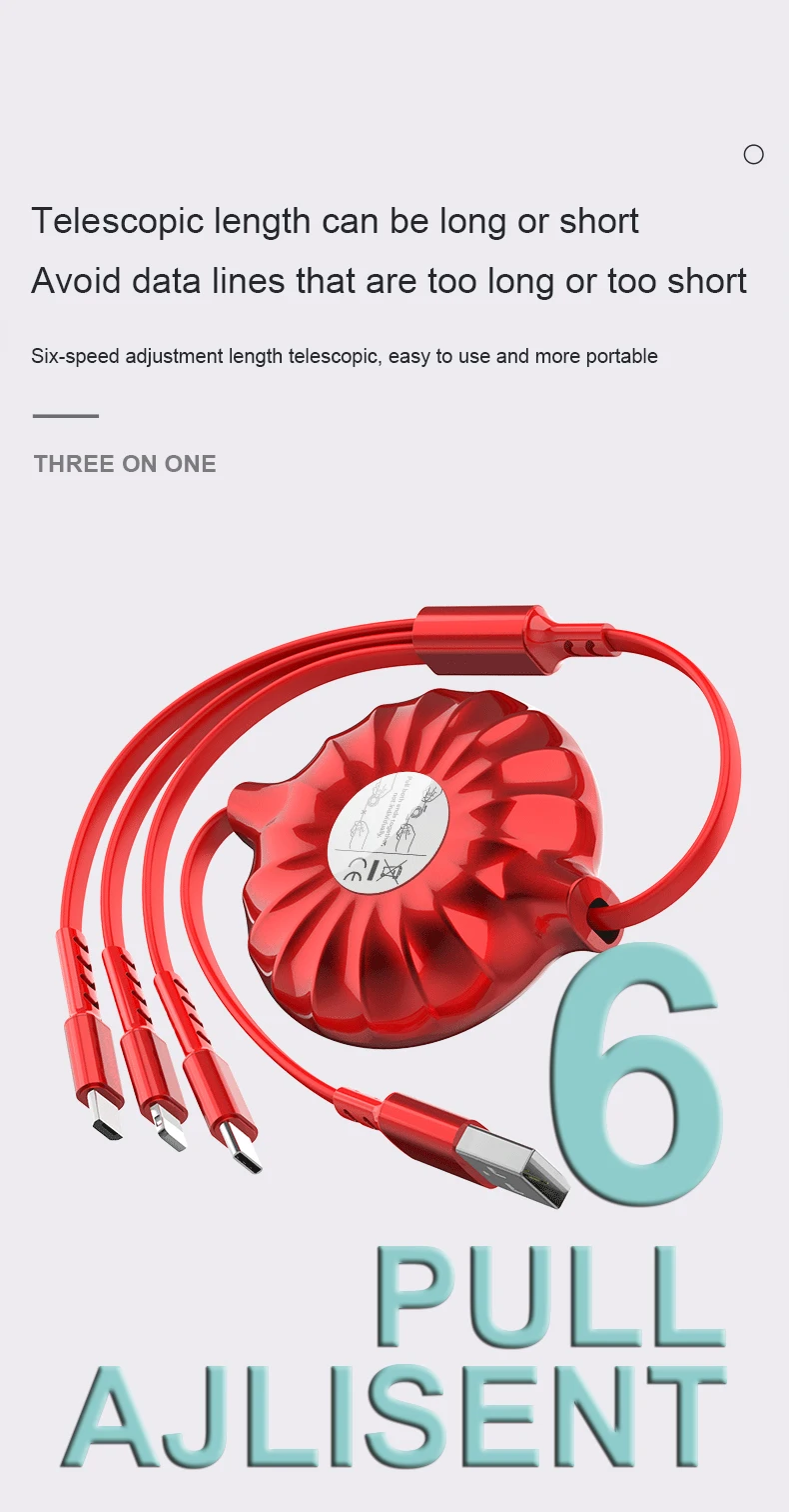 ADYSS Portable Retractable 3 in 1 Usb Extension Cable Package for Android Micro Usb Smart Watch Charger Cable - ANKUX.COM
