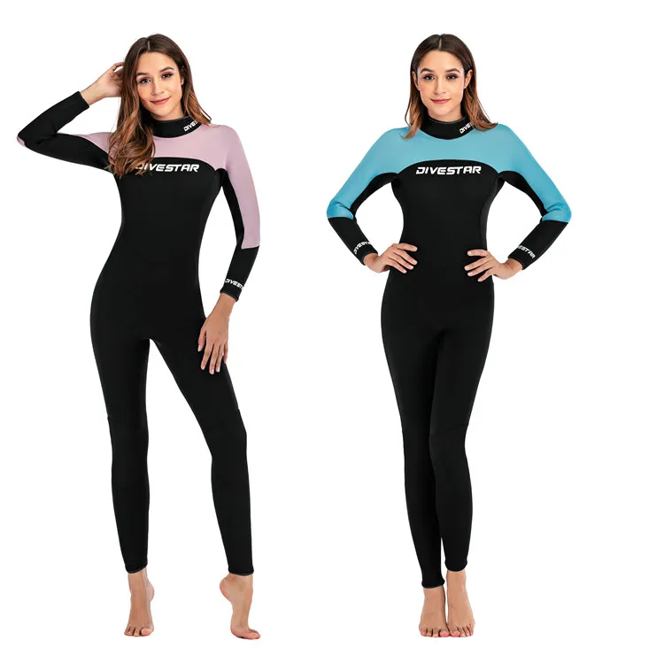 

DIVESTAR Hot Sale Wet Suits 3mm Neoprene Full Sleeve Dive Skin Surfing Scuba Diving WetSuits, Pink/blue