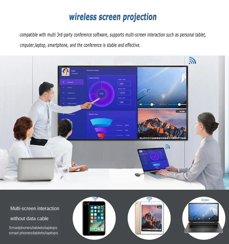 Low Price  Classroom Equipment 65 Inch All In One Computer Wall Mount Lcd Touch Screen Monitor  With Android Os Buit-in