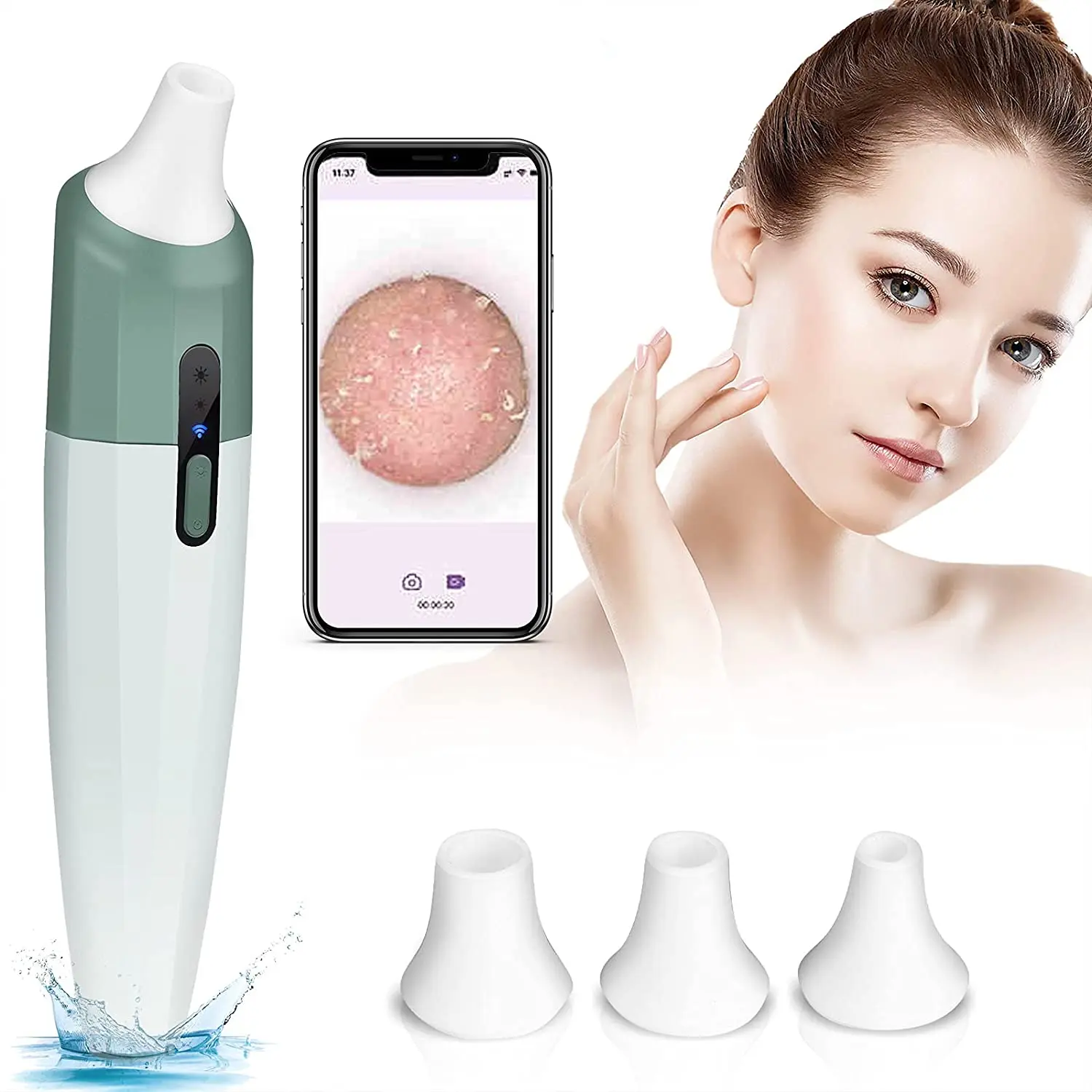 

Private Label Facial Visible Pore Cleaner Wifi Motivated Vacuum Blackhead Remover With Hd Camera, White
