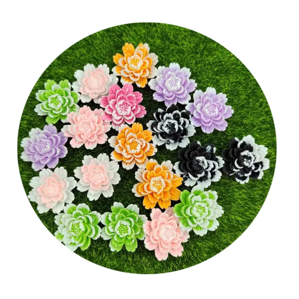 

Hot Selling 100Pcs Resin Flowers Layered Daisy Flower Resin Flatback Cabochon For DIY Phone Case Scrapbooking Craft Decoration