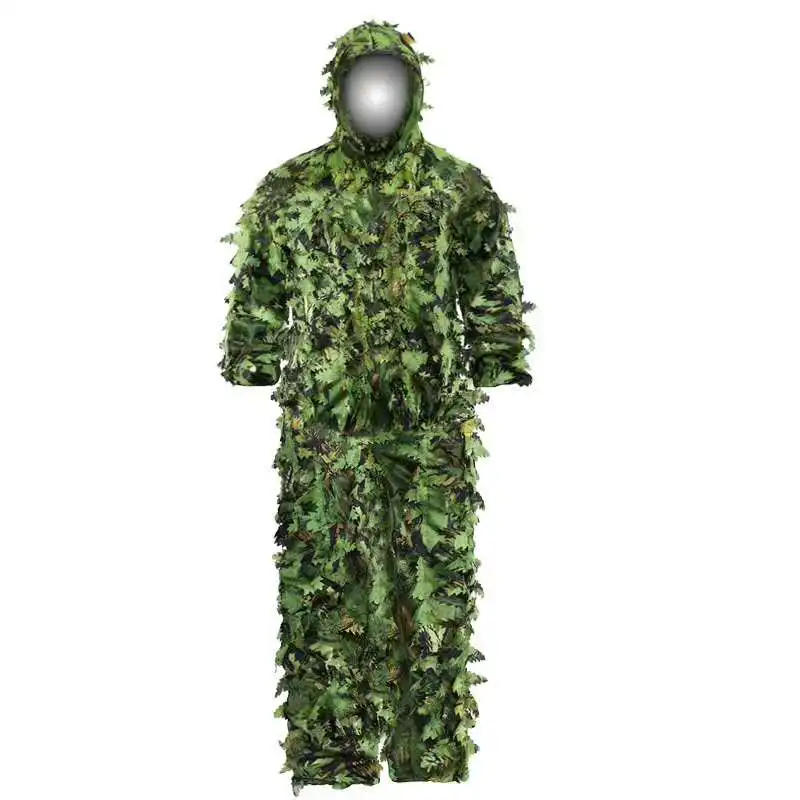 3D Jungle Woodland Leaves Forest Ghillie Hide Hunting Shooting Camouflage Suit 