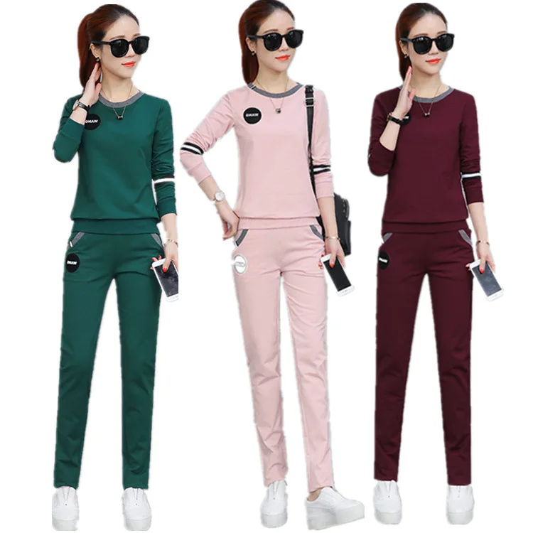 

Sportswear women's spring and autumn slim fashion casual long sleeve trousers suit two piece sweater set