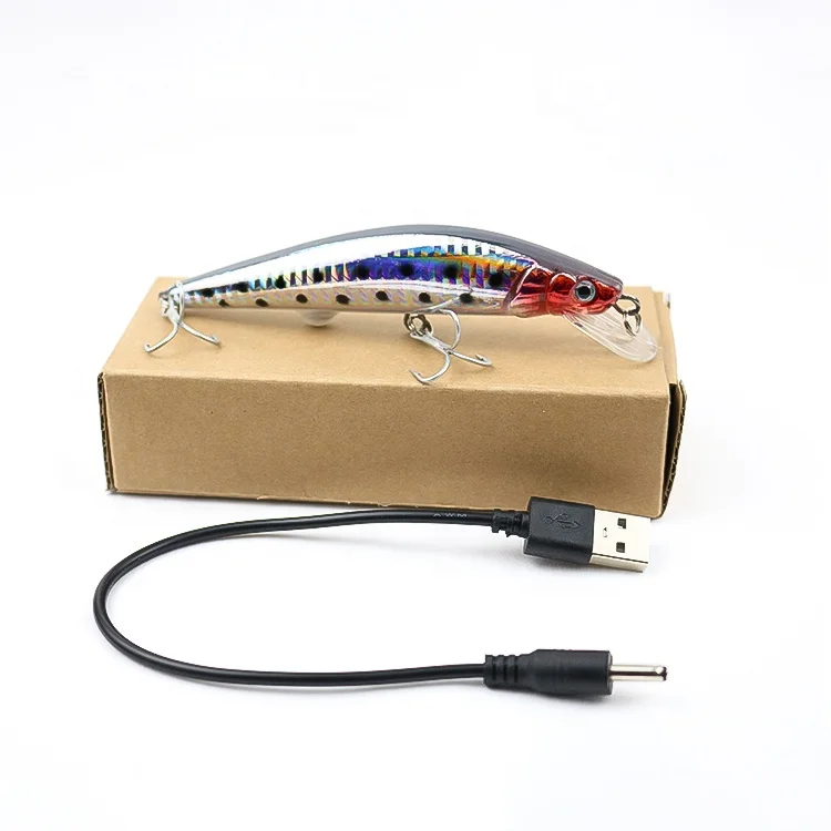 

19g 12cm USB Rechargeable Minnow Twitching Artificial Bait New Fishing Lure With LED Light, Vavious colors