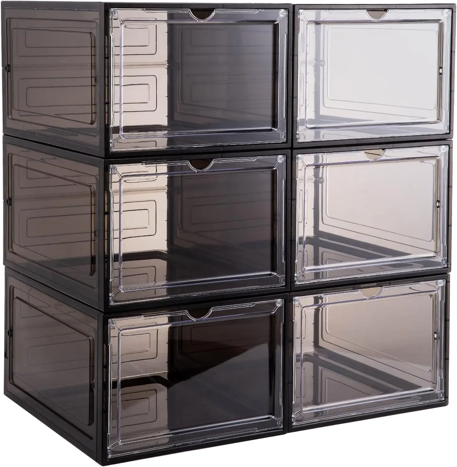 PP Clear Stackable Modern Shoe Storage Boxes 12 Pack Eco-Friendly Foldable Plastic Household Shoes Organizer for Closet