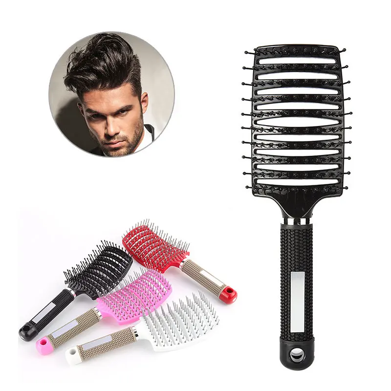 

Hair Curve Brush Salon Detangle Hairbrush Massage Brush, White,black,pink,red