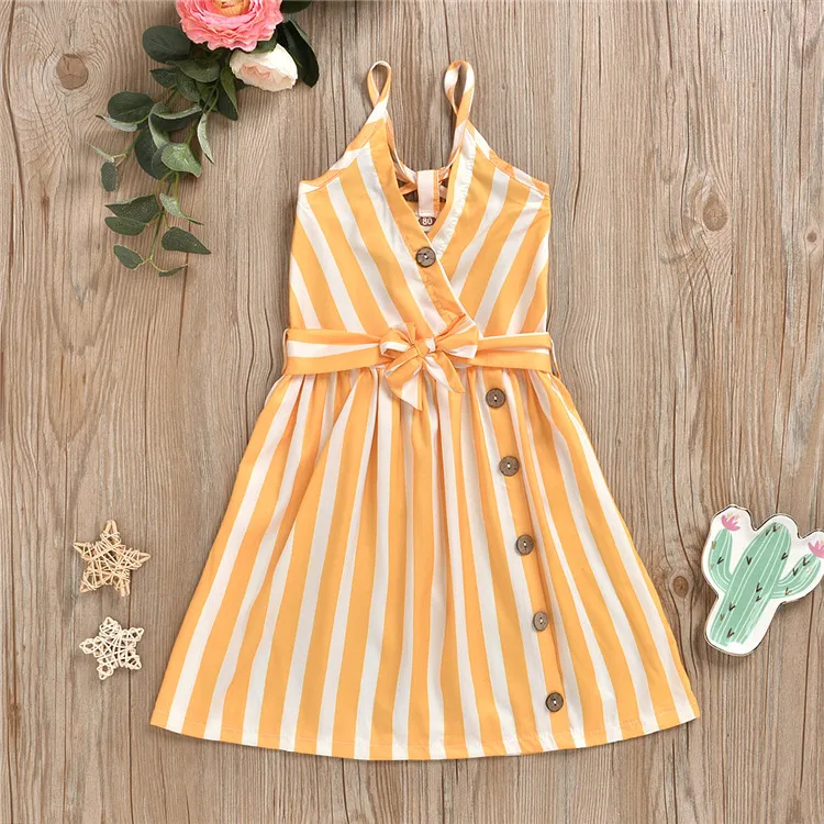 

2020 New Summer Dress Toddler Girls Lovely Striped Dresses casual girls dress