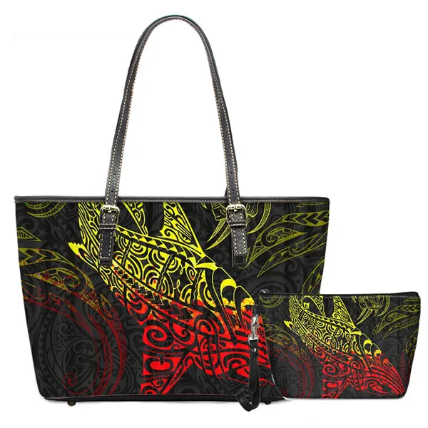 

DHCustomized Polynesian Traditional Tribal Print China Handbag And Makeup Bag Fashionable Women Handbag Set Shoulder Bag Handbag