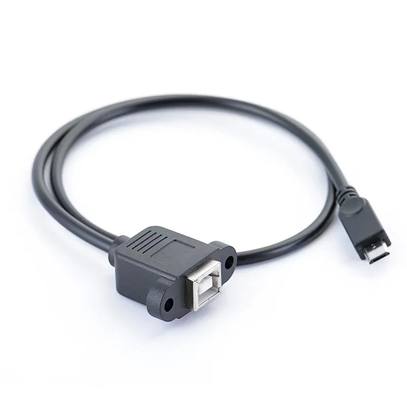 

480mbps cabletolink 30cm black micro usb 5pin male to USB B female with panel mount screw cable