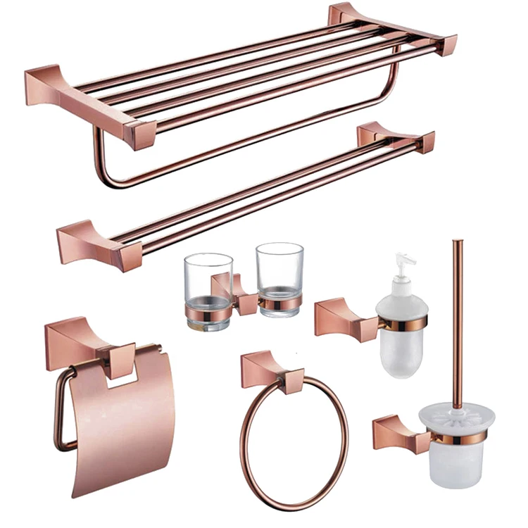 Home Washroom Rose Gold Luxury Wall Bath Fittings Bathroom Accessories