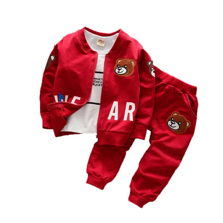 

Autumn new t-shirt coat sweatshirt 3-piece set kids clothing suit baby boys girls clothes, Picture color