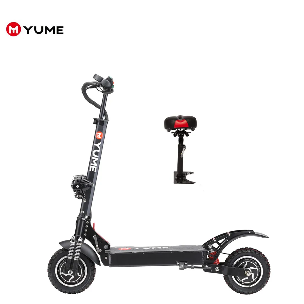 

YUME new arrival powerful 52v 10 inch fat tire dual motor 2400w electric scooter with seat, Black
