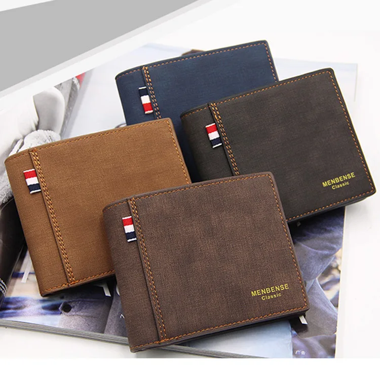 

Stylish PU Leather Wallet Men Simple Casual Short Male Wallet Small Clutch Purse, Multi