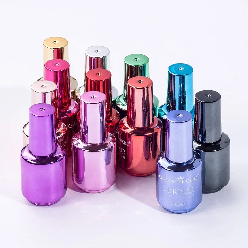 

Custom Logo Nail Mirror Glitter Gel Metallic Colorful Polish Metal Effect Nail Polish, 12 colors