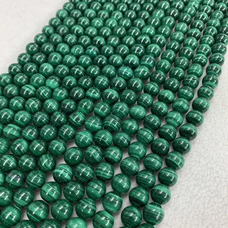 

Natural AAA grade malachite stone round malachite beads for jewelry making