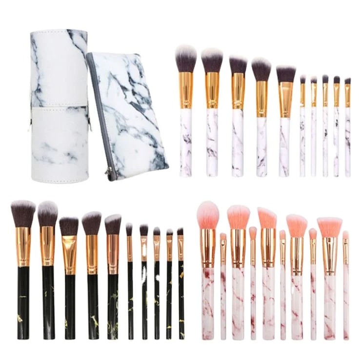 

10Pcs Synthetic Hair Makeup Brush Kit High Quality Marble Professional Cosmetic Private Label Makeup Brush Set, Customized color