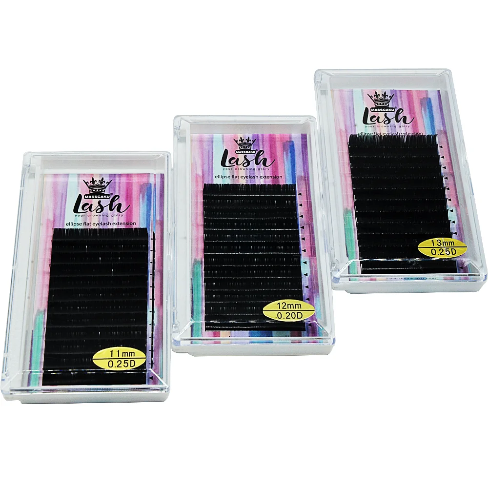 

MASSCAKU Lashes Private label individual eyelashes flat lash eyelash extensions, Black