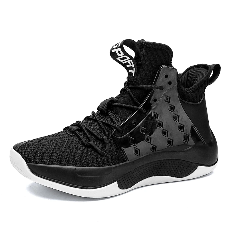 

Men's Fashion Basketball Shoes Breathable Anti-slip Sneakers Gym Ankle Boots Shoes Homme Men Footwear, Black