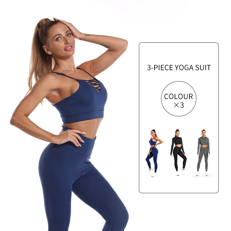 

Unique Outfit clothing Women Sweatsuit Set Tracksuit Running 3 piece Plus Size Activewear Coat and Pants and Bra Sets, Multi color optional