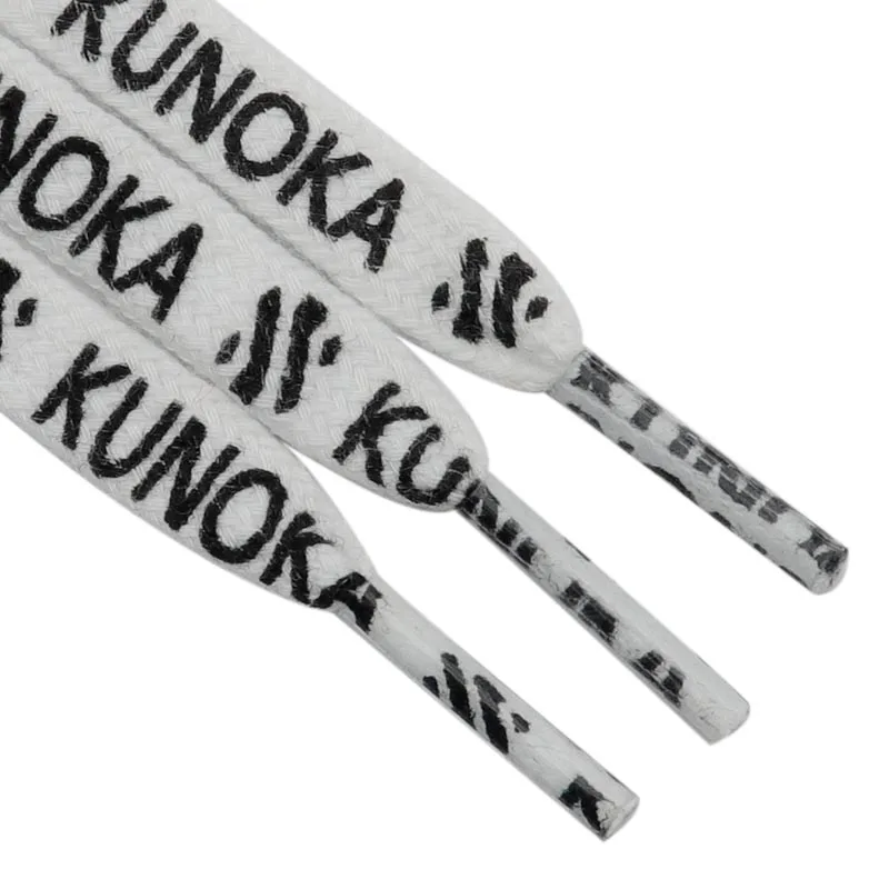 

Weiou Manufacturer Pretty Design Printing KUNOKA Letter Flat White Polyester Waterproof Printed Shoelaces For jordans Shoes, Red, white, black, grey, etc
