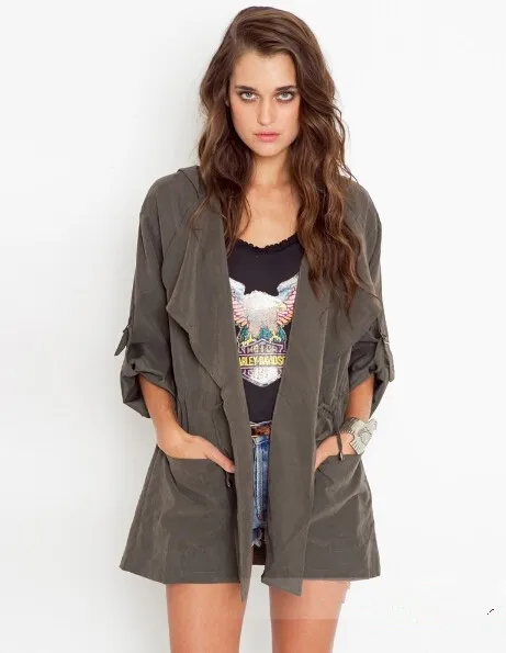 

2020 High Quality Spring&Autumn Ladies Hooded Thin Windbreaker Women Casual Mid-length Coat, Multi color