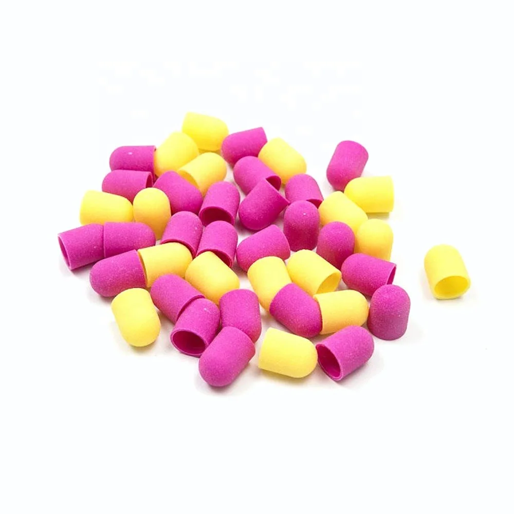 

original manufacturer produced yellow pedicure sanding caps for foot cuticle clean